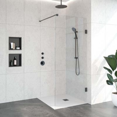 BRAUER Void inloopdouche helder glas 90x200 incl. glascoating PVD gunmetal geborsteld GS-VOI1H90200GM