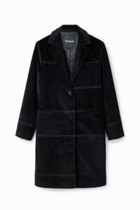 Lange jas met corduroy patch - BLACK - L