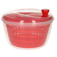 Slacentrifuge voor keuken - kunststof - rood - 4 liter - 25 cm diameter - Handige artikelen