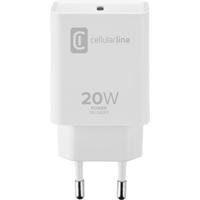 Cellularline ACHIPHUSBCPD20WW USB-oplader 20 W 1x USB-C Wit Snellader