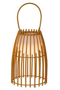 Lucide FJARA - Oplaadbare Tafellamp Binnen/Buiten - Accu/Batterij - Ø 17,5 cm - LED 3 StepDim - 1x0,3W 3000K - IP44 - Bruin