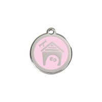 Dog House Pink roestvrijstalen hondenpenning small/klein dia. 2 cm - Reddingo