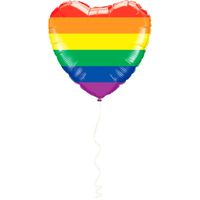 Gay Pride hart folie ballon regenboog kleuren 45 cm - thumbnail