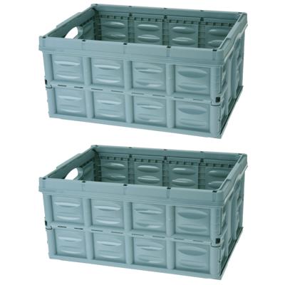 Vouwkrat - 2x - mintgroen - 53 x 40 x 26 cm - 45 liter - inklapbaar - boodschappenkrat -kratje