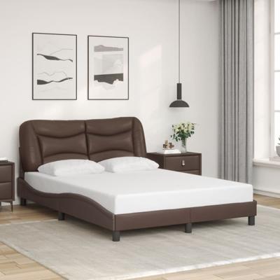 Bedframe met hoofdbord kunstleer bruin 140x200 cm