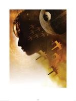 Kunstdruk Star Wars Rogue One Jyn Silhouette 60x80cm