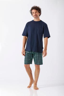 Hajo heren shortama blauw en ruit