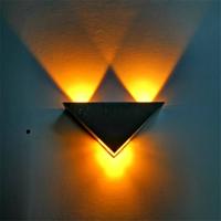 3W aluminium driehoek wand lamp Home verlichting indoor buiten decoratie licht AC 85-265V (geel licht)
