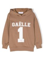 Gaelle Paris Kids hoodie en coton à logo imprimé - Marron - thumbnail