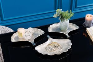 Decoratieve kommen set van 3 GINKGO 30cm zilver handgemaakt metaal - 41780