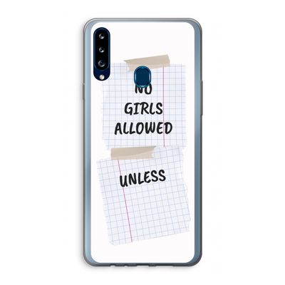 No Girls Allowed Unless: Samsung Galaxy A20s Transparant Hoesje