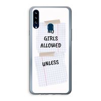 No Girls Allowed Unless: Samsung Galaxy A20s Transparant Hoesje