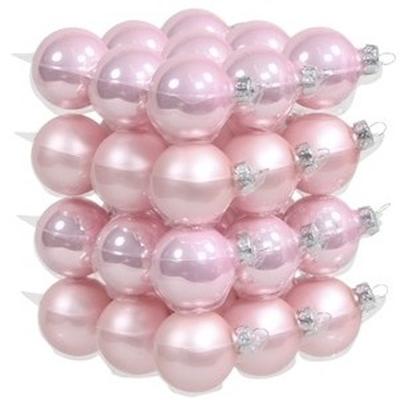 Kleine kerstballen - 36x st - roze - D4 cm - glas - kerstversiering