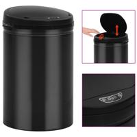 Prullenbak met automatische sensor 30 L koolstofstaal zwart - thumbnail