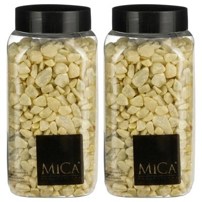Mica Decorations decoratie steentjes - 2x - geel - 1 kilo - 650ml - hobby steentjes