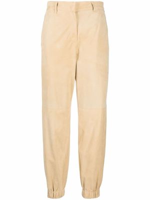 Brunello Cucinelli pantalon en cuir à chevilles resserrées - Tons neutres