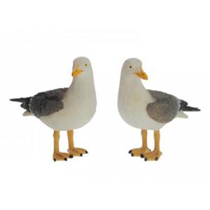 Dieren decoratie beeld - Vogel - Zeemeeuw staand van 15 cm - polystone - tuinbeeld