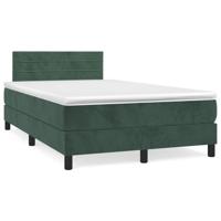 Boxspring met matras en LED fluweel donkergroen 120x190 cm