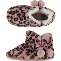 Dames hoge pantoffels/sloffen luipaard print oud roze maat 39-40 39/40  -
