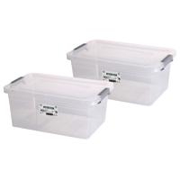 Urban Living Opberg box - 2x - 30 liter - 31 x 47 x 31cm - met deksel en clips - waterdicht