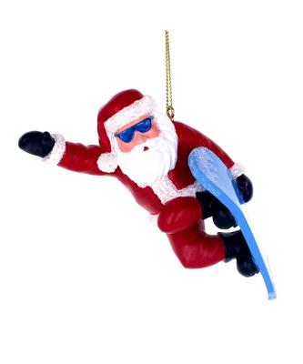 Ornament plastic kerstman snowboard l12cm - Kurt s adler