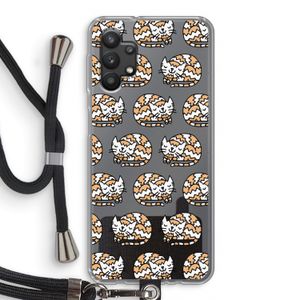 Slapende poes: Samsung Galaxy A32 5G Transparant Hoesje met koord