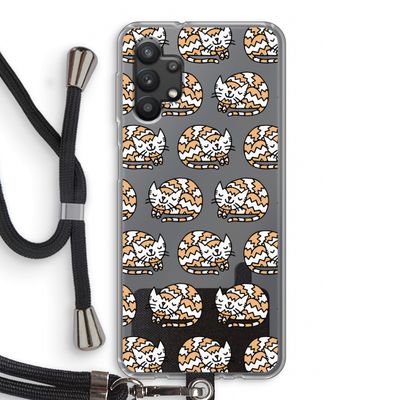 Slapende poes: Samsung Galaxy A32 5G Transparant Hoesje met koord