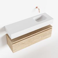 Toiletmeubel Mondiaz Andor | 100 cm | Meubelkleur Washed oak | Lex vrijhangend wastafel Talc Rechts | Zonder kraangat