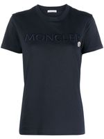 Moncler t-shirt en coton à logo brodé - Bleu