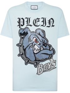 Philipp Plein t-shirt en coton à imprimé Bulldogs - Bleu