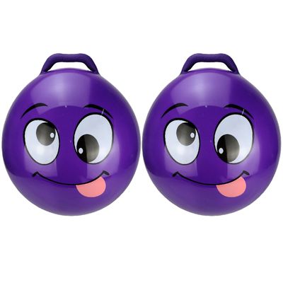 2x stuks skippybal smiley voor kinderen paars 55 cm