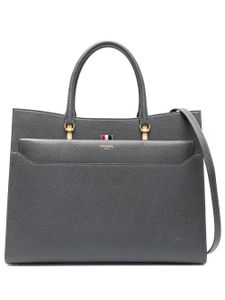 Thom Browne sac cabas en cuir grainé - Gris