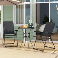 2-delige set Tuinstoelen met 7-voudig Verstelbare Rugleuning Opvouwbare Stoelen Balkonstoelen Grijs