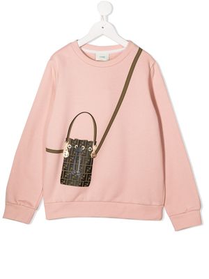 Fendi Kids sweat FF à empiècement monogrammé - Rose
