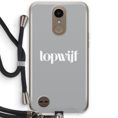 Topwijf Grijs Wit: LG K10 (2017) Transparant Hoesje met koord