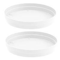 2x stuks bloempot kunststof onderschalen Toscane wit D35 cm