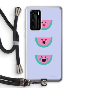 Smiley watermeloen: Huawei P40 Transparant Hoesje met koord