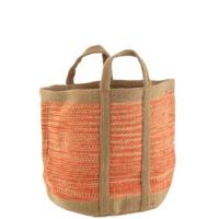 J-Line mand Rond Met Handvaten - jute - naturel|oranje