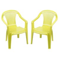 Sunnydays Kinderstoel - 2x - groen - kunststof - buiten/binnen - L37 x B35 x H52 cm - tuinstoelen - Kinderstoelen