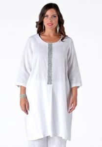 Yoek Jurk met strass | Wit | Maat Plus
