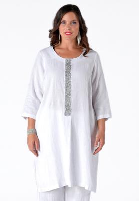 Yoek Jurk met strass | Wit | Maat Plus
