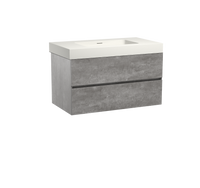 Storke Edge zwevend badmeubel 95 x 52 cm beton donkergrijs met Mata High enkele wastafel in mat witte solid surface - thumbnail