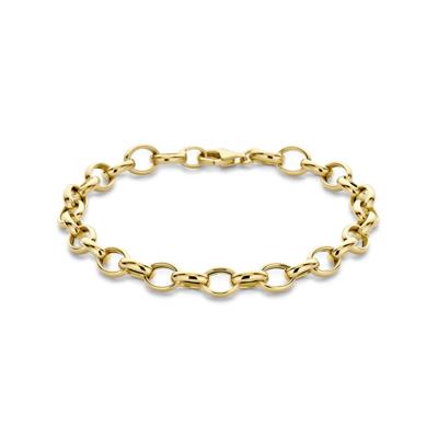 14k Geelgouden Armband met Fantasie Schakels - 19cm Draaglengte en 6.5mm Schakelbreedte