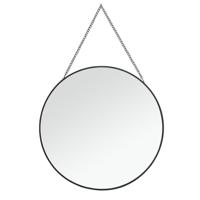 Leen Bakker - Spiegel Madrid - Ø29 Cm - Metaal/Glas - Zwart