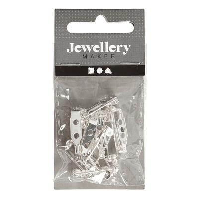 Creativ Company Brochespeld, l: 15 mm, verzilverd, 10 stuk/ 1 doos