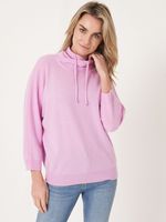 Sportieve cashmere trui met opstaande kraag met trekkoord