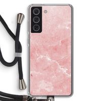 Roze marmer: Samsung Galaxy S21 FE Transparant Hoesje met koord