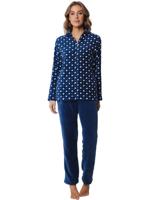 Huispak Dames Fleece - Donkerblauw pyjama pak met rits - Warm
