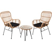 Relaxwonen - tuinset Rotan - 2 stoelen & tafel - Kwaliteit - Trend 2022 - thumbnail