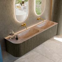 Badmeubel Mondiaz Kurve-Dlux | 175 cm | Meubelkleur Shadow | Wastafelkleur Saba | Solid surface | Dubbel / Rechts spoelbak | Zonder kraangat(en)